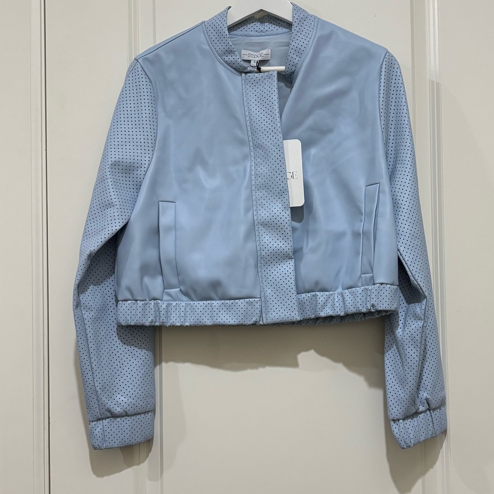 New SEDGE Terry Jacket in Cornflower Vegan Leather NWT S - Picture 5 of 10